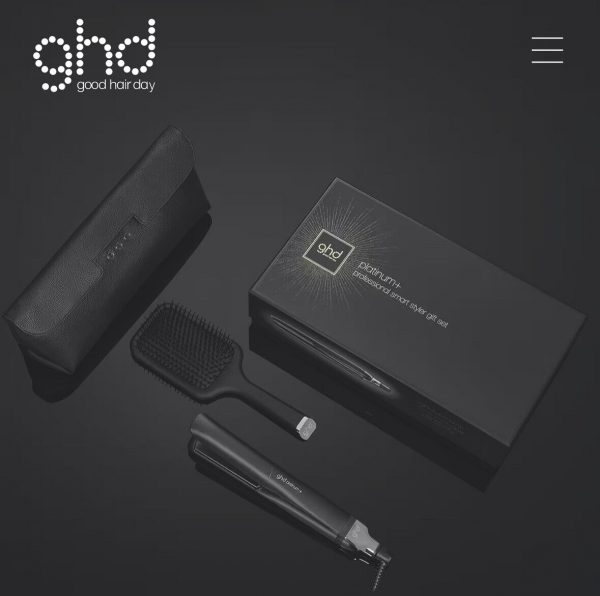 ghd platinium with paddle brush and bag