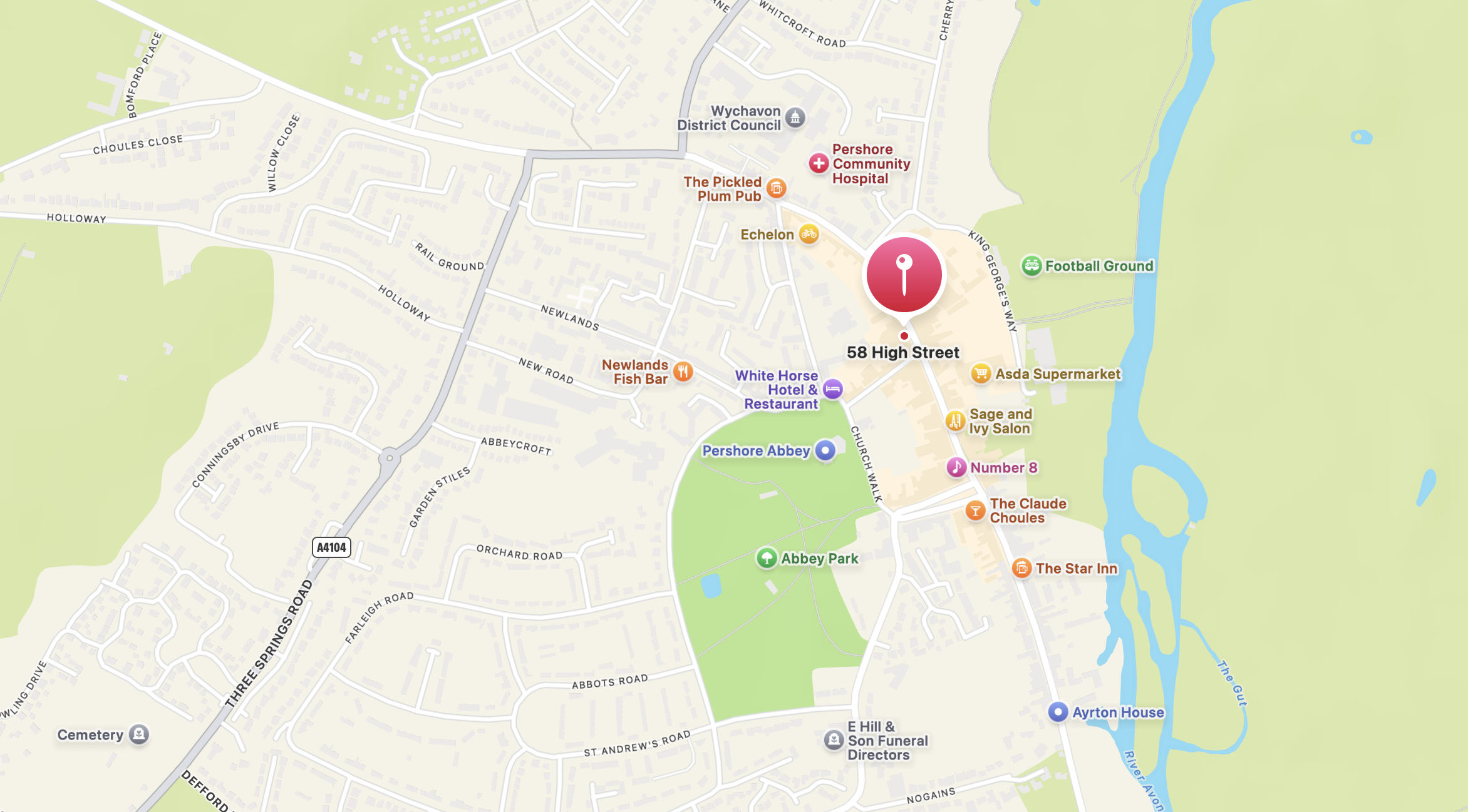 Pershore-Salon Pershore Salon map